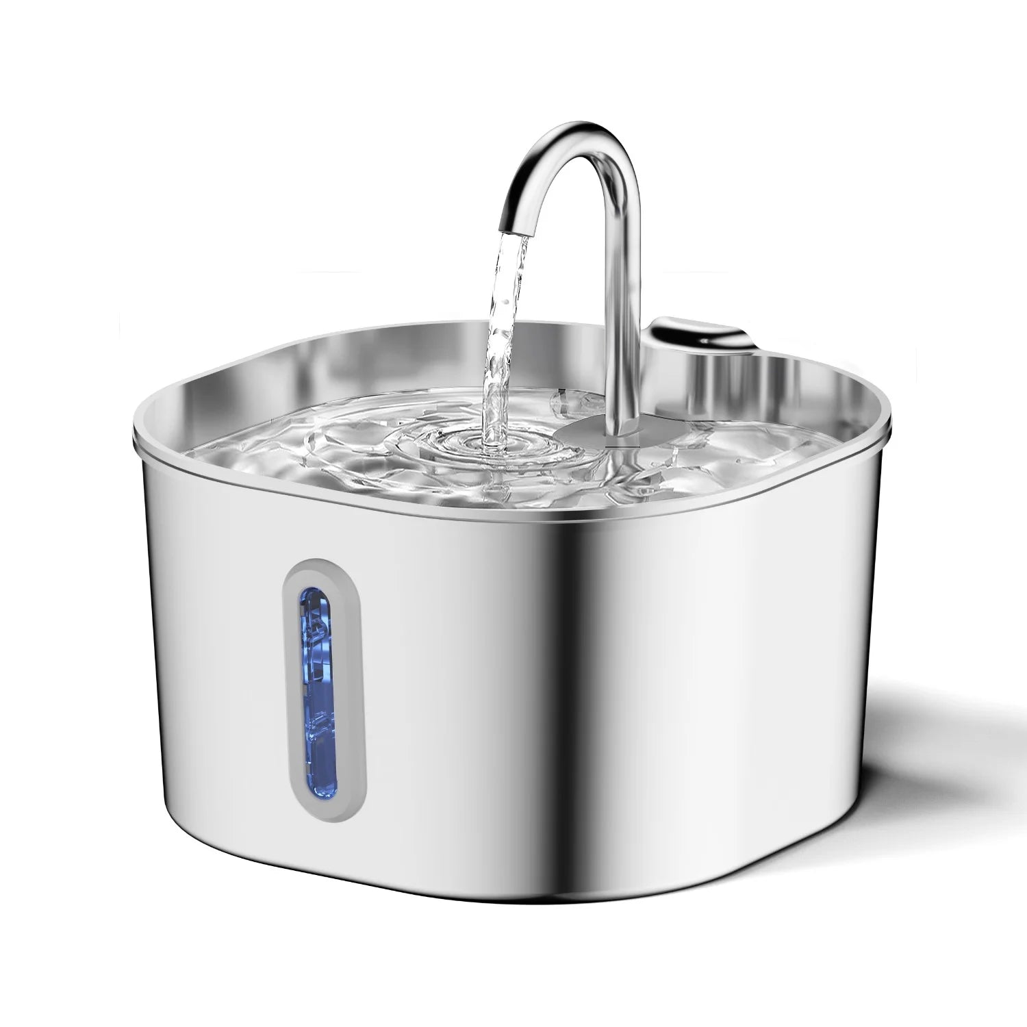 Pawrify Stainless steel pet water fountain on a white background
